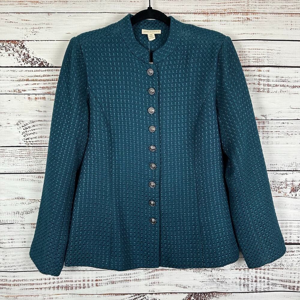 Appleseeds Deep Green Button Up Blazer Jacket Lined Office Occasion Womens Sz 10
